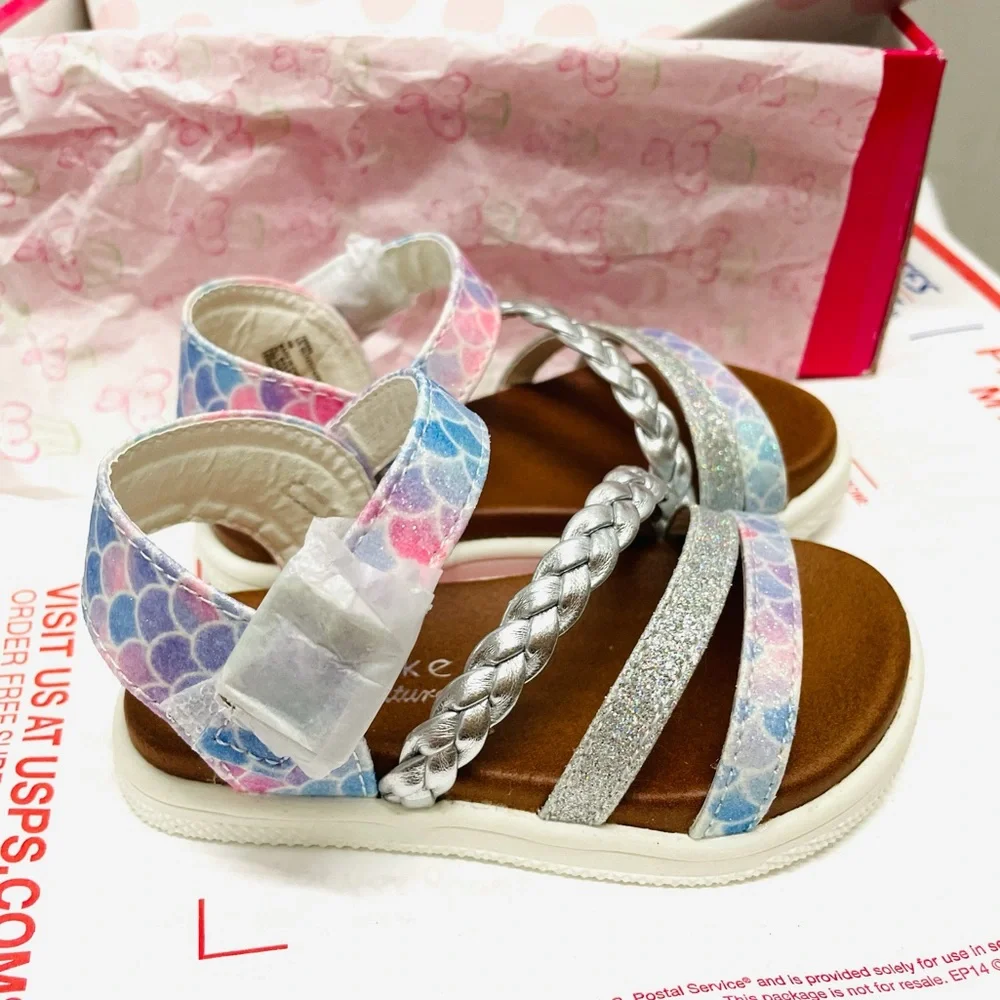 New Cupcake Couture Baby Girl Sandals Shoes Size 5M Glitter Multi